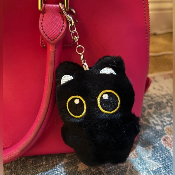 LAST 2❣️🐈‍⬛NEW Black Cat Bag Charm/ Keychain Plush Fuzzy Eyes Kawaii Cute Kitty - Picture 6 of 15